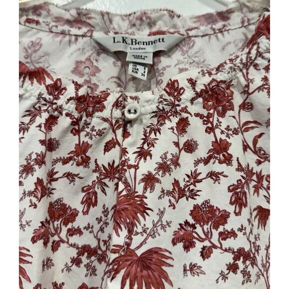 LK Bennett Glenda Wallpaper Top Womens Size 2 Pink Multi Floral Print Cotton - Picture 6 of 10